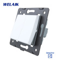 WELAIK EU Stairs-Wall Switch-DIY Parts-Push-Button 2Gang2Way-Switch Parts-Wall-Light-Switch Crystal-Glass-Panel AC250V A722W/B