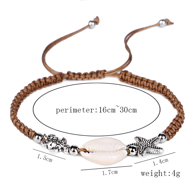 Natural Shell and tortoise Bracelet Handmade Beach Foot Jewelry Adjustable Boho Beaded Bracelets Anklet for Women and Girls
