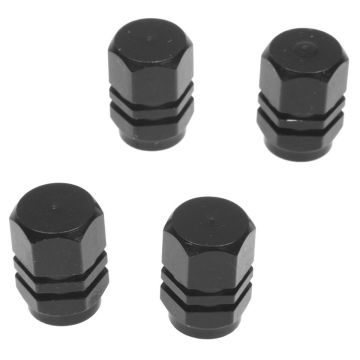 Set of 4 Alu valve caps for tires of bicycle, motorcycle, car - Black