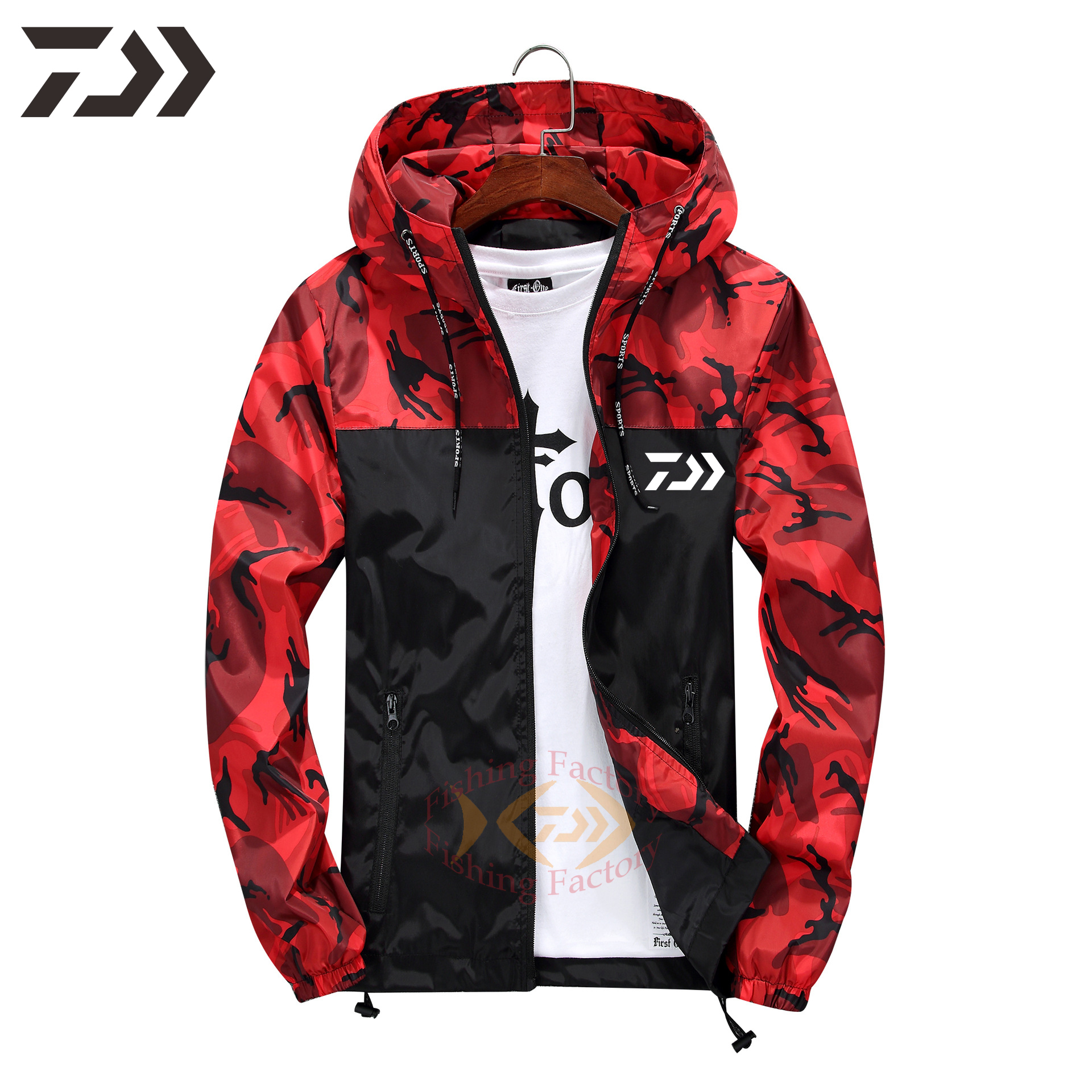 Daiwa Fishing Shirts Ultrathin Hooded Casual Outdoor Sport Wear Quick Dry Fishing Jackets Camouflage Sport Fishing Clothes