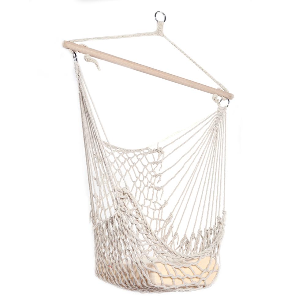 Beige Cotton Rope Hammock Net Swing Hanging Chairs for Kids Adults Outdoor Cradles Home Garden Hammocks