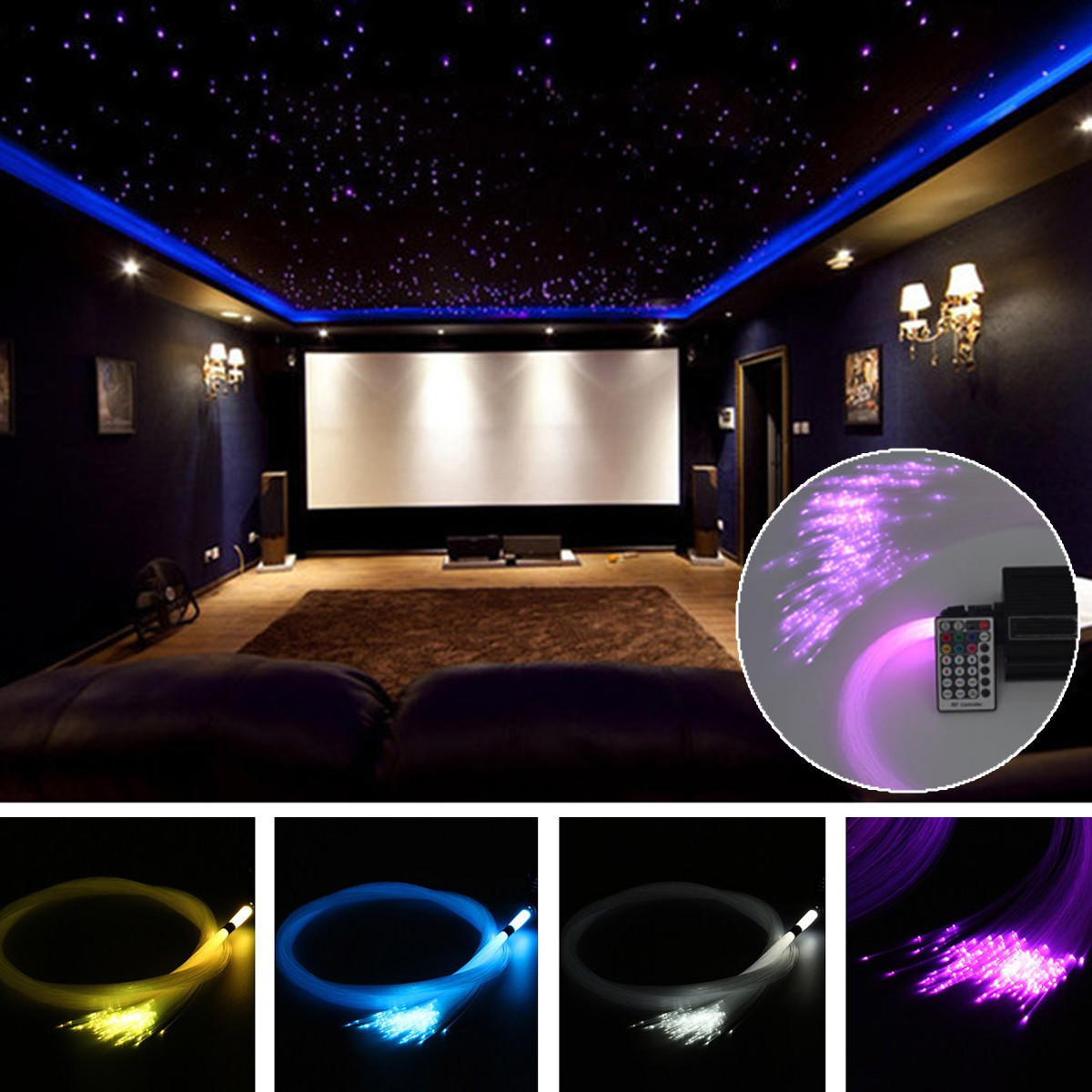 150Pcs 0.75mm x 2m RGB Fiber Optic Lights DIY LED Strips Star Ceiling Light Decoration Kit For Fiber Optic Light Machine