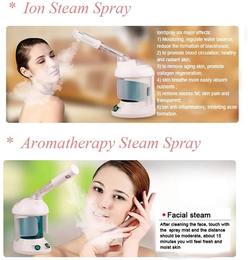 2-in-1 Hair and Facial Steamer Nano Ionic Face Steamers for Facial Portable Home Facial Humidifier Warm Mist Steam Face Machine