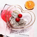 Heart Shape Bowls and Cup Set Japanese Style Glod Rim Clear Glass Food Salad Oats Fruit Dessert Snack Dish Water Milk Tea Cup