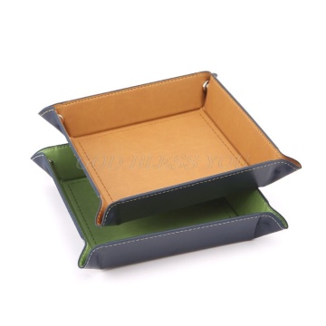 Foldable Desktop Storage Box PU Leather Quadrilateral Tray DND Dice Key Coin Box Drop Shipping