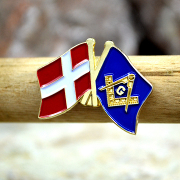 Masonic Lapel Pins Badge Mason Freemason B65 Denmark and Mason friendship Flags 2.6 and 1.9cm