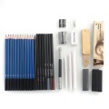 New Art Pencil Set 40pcs Graphite Sketch Pencils Set Complete Drawing Kit Includes Charcoals Pastel Zippered Carry Case