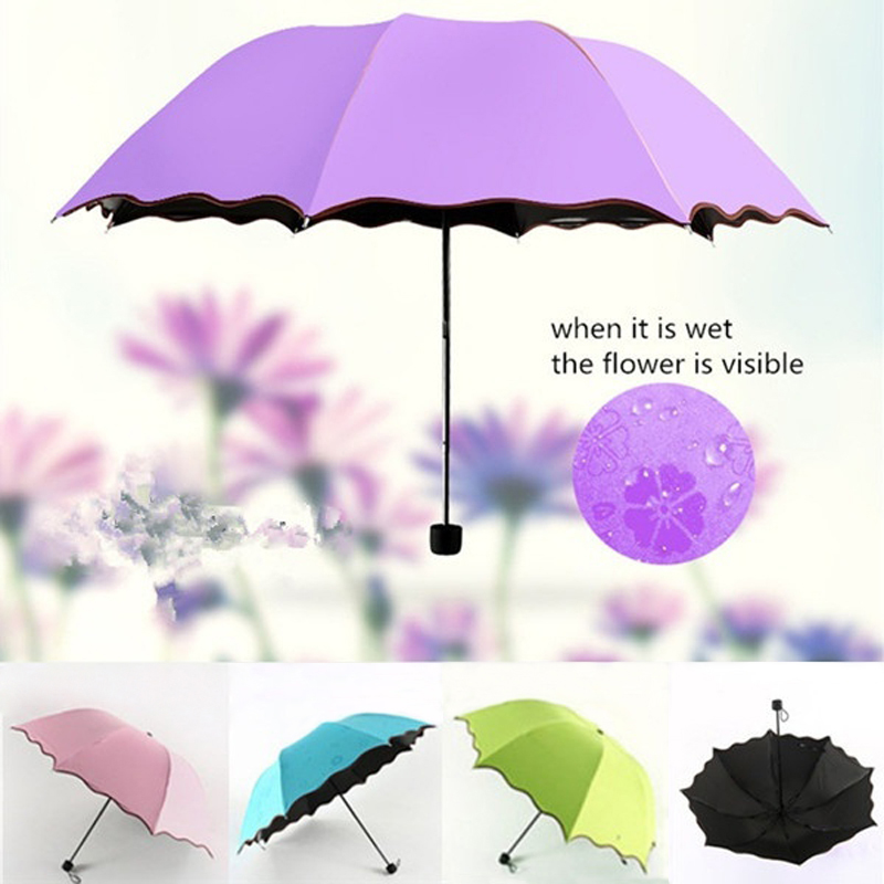 Folding Sun/rain Windproof Flowering Umbrella Anti-UV Mini Lightweight Folding Windproof Blossom Umbrella With Water Rain Gear