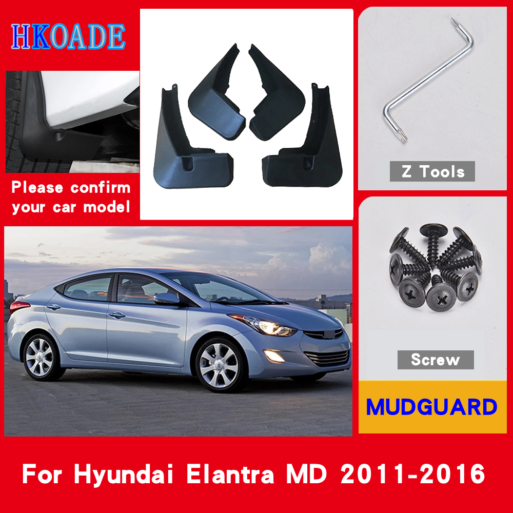 Car Fender Mud Flaps For Hyundai Elantra MD 2011 - 2016 Mudguards Splash Guards Fender Mudflaps Car Fender Accessories