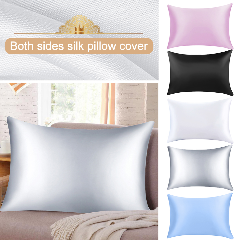 1/2Pcs Pure Emulation Satin Silk Pillowcase for bedroom Soft Mulberry Plain Pillow Cover Square Pillow Single Cover Chair Seat