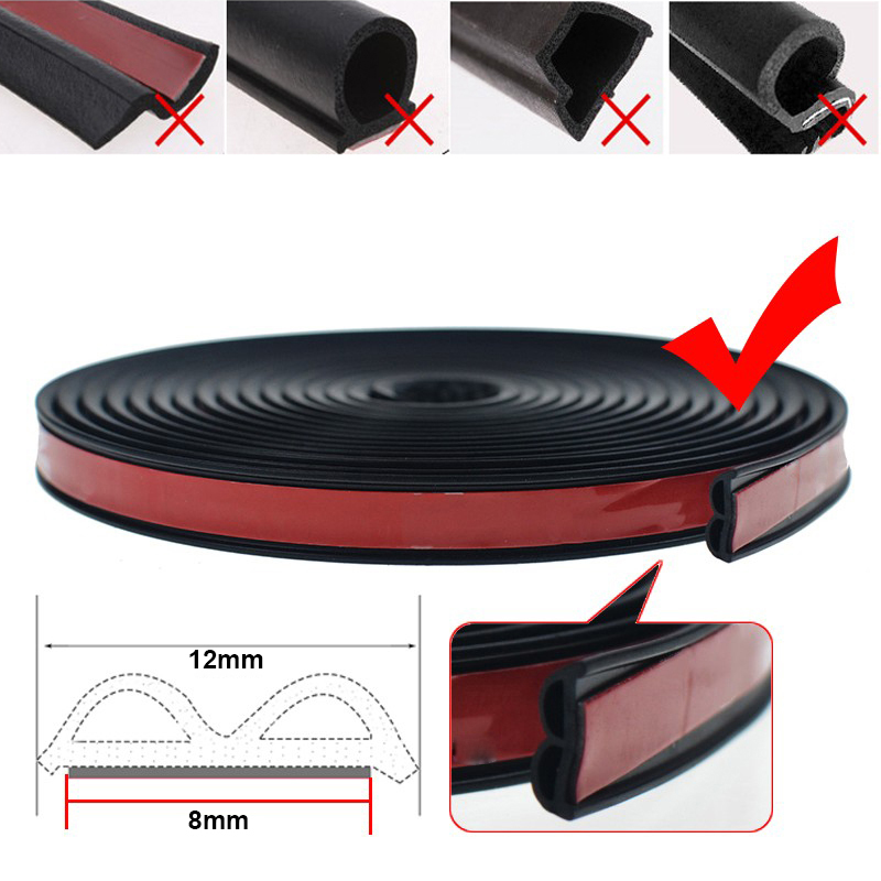 Car Door Soundproof Seal Strip Adhesive Dustproof Waterproof B Shape Black Silent Auto Trunk Rubber Seals Edge Trim Car Styling