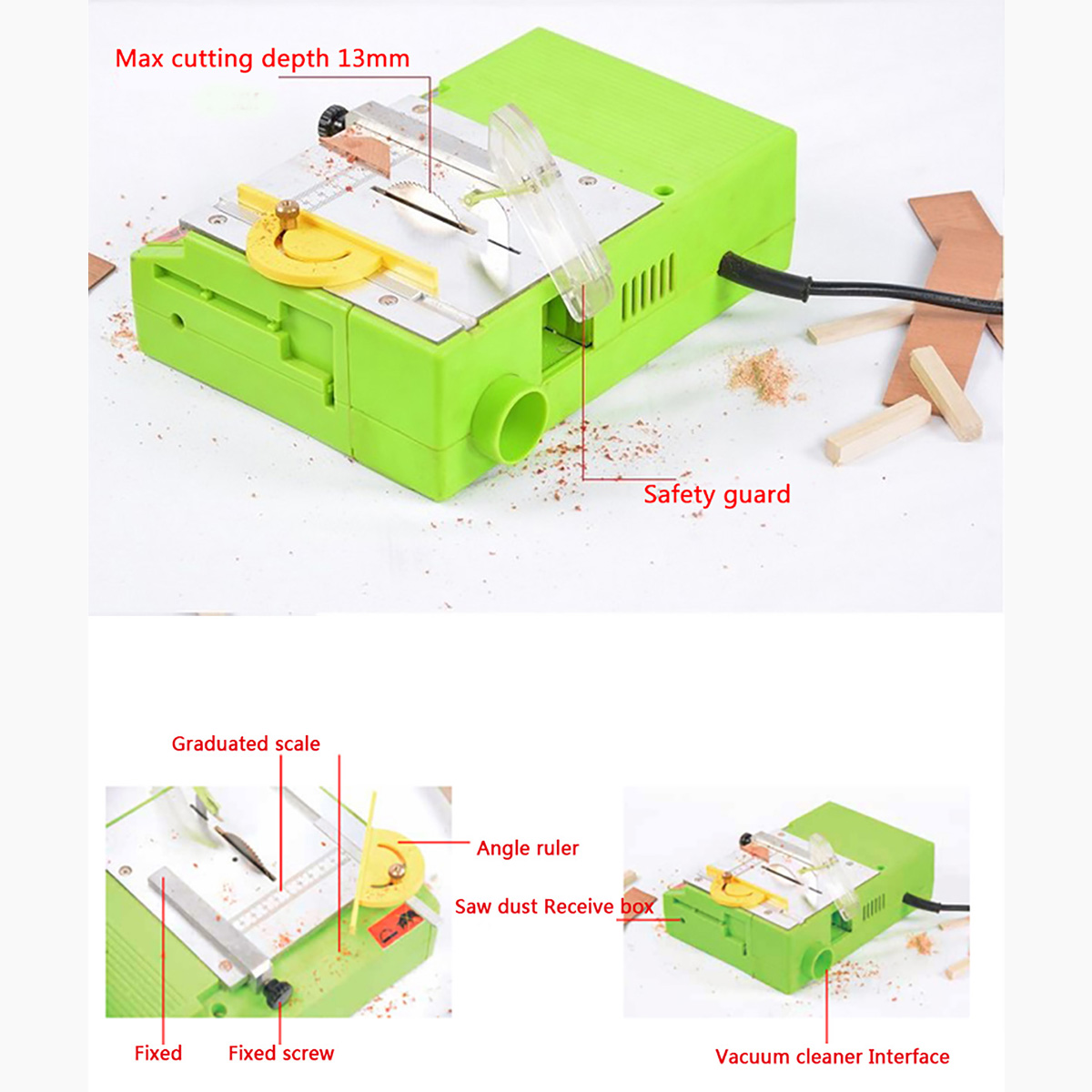 ML-MS1 220V 480W Multifunctional Woodworking Bench Lathe Saws Mini Portable Table Saw Circular Cutting Blade