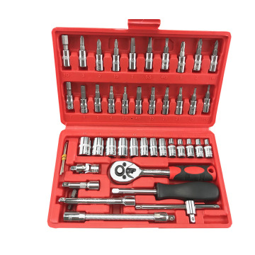 46pcs/set Car Repair Tool Carbon Steel Combination Tool Set Wrench Batch Head Ratchet Pawl Socket Spanner Screwdriver Household