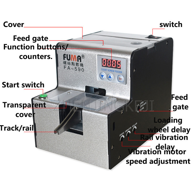Automatic Screw Counting Machine 1.0-5.0 Adjustable Track With Silo 100-240V Intelligent Digital Display Screw Counter Tools