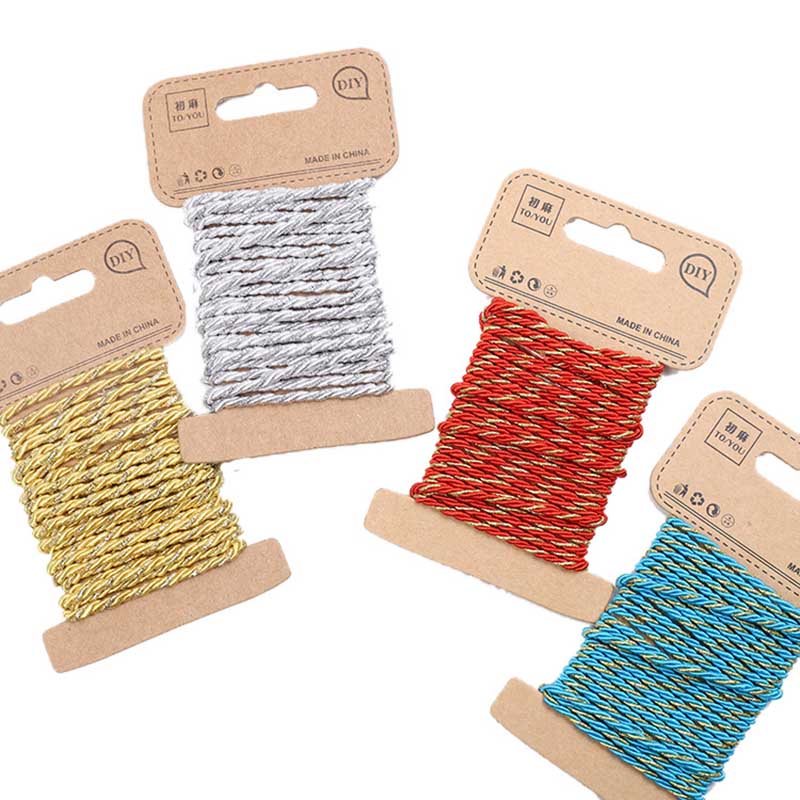 1.5MM Gold Silver DIY Twisted Cords Gift Packaging Cord Thread String Bracelet Making Craft Handmade Rope Decor Wedding 3Meter