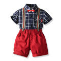 pudcoco 2020 Toddler Infant Baby Clothes Boys Gentleman Suits Outfit Clothes Plaid shirt Top Shorts Kids Clothing Boy Set 4Pcs