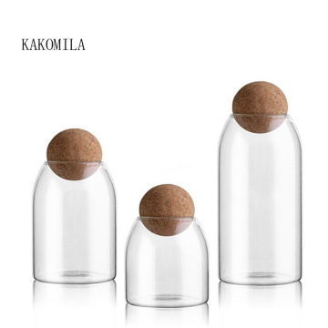 Ball Cork Lead-Free Glass Jar Sealed Coffee Storage Bottle Transparent Spice Jar Cork Bottle Storage Can Grains Container