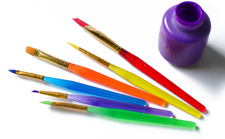 6 pcs/Set color Pole Kids DIY Watercolor Gouache Painting Pen cake paintbrush Set Drawing Art Supplies Oil Paint Brush Artists