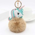 Lovely Unicorn Plush Toy Faux Rabbit Fur Ball Pompom Stuffed Animal For Kids Mini Cute Toy Gift