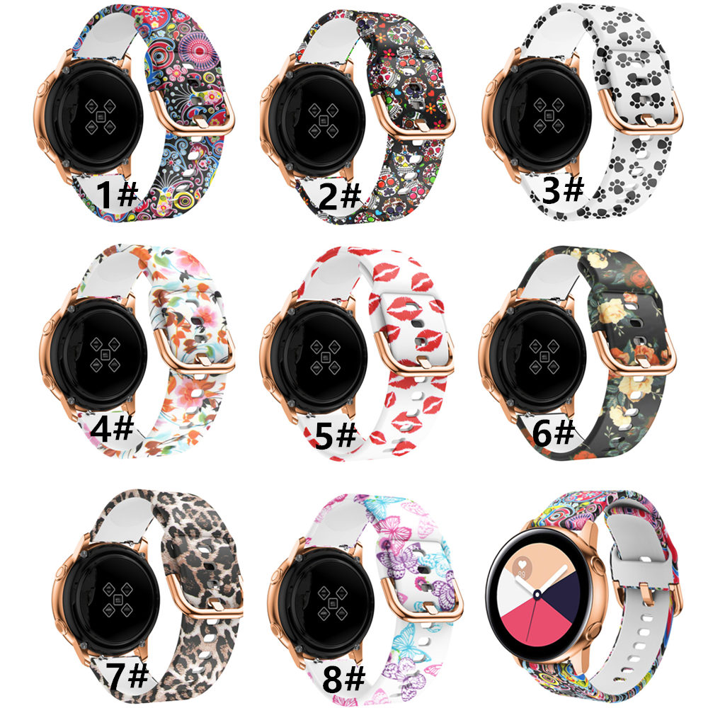 20mm watch strap for Samsung Galaxy Watch 3 41mm active 2/42mm Gear S2/Sport band Printed silicone bracelet Amazfit bip gts