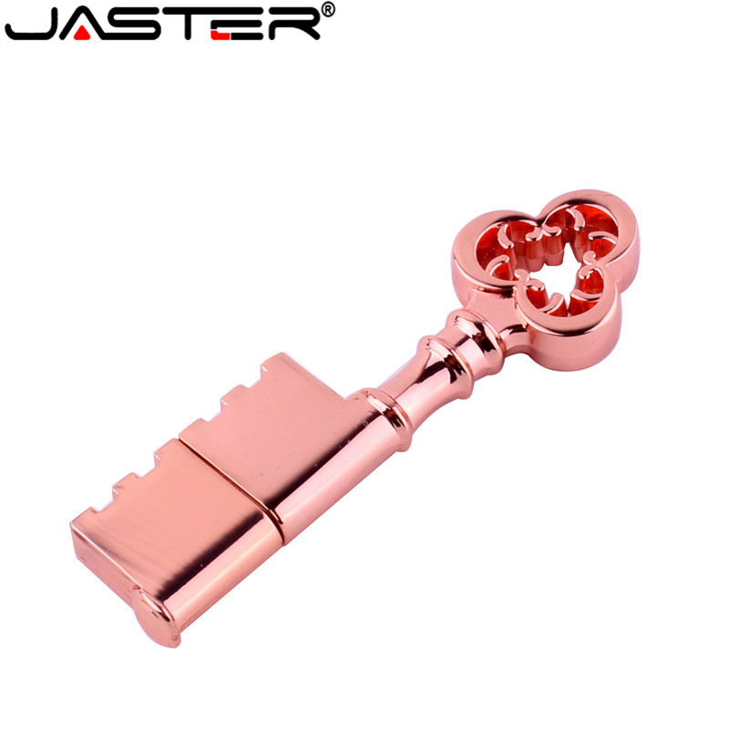 JASTER metal rose gold USB Flash Drive USB stick Key Genuine golden pendrive 4gb 8gb 16gb 32gb 64GB Thumb Stick memory stick
