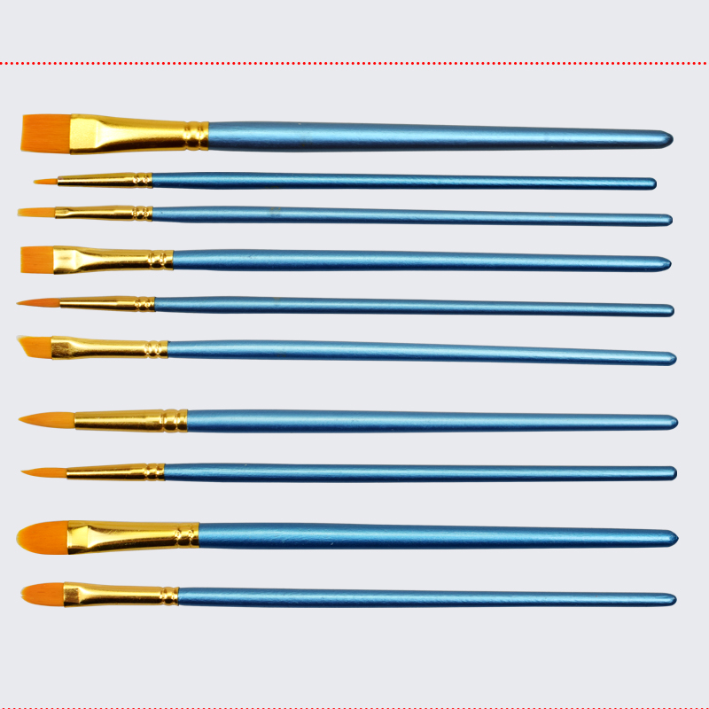 10Pcs Watercolor Gouache Paint Brushes Different Shape Round Pointed Tip Nylon Hair Painting Brush Set Paint Art Supplies 03182