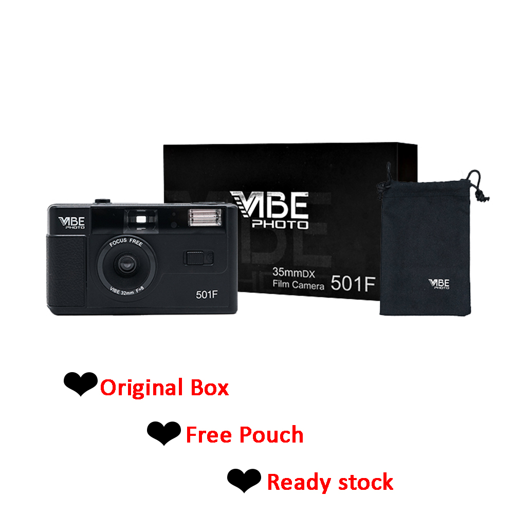 Vibe Vintage Retro 501F 35mm Reusable Non-Disposable Film Camera Black / Red / Champagne Silver / Pink