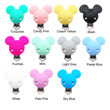 Chenkai 10pcs Silicone Round Crown Heart Stich Car Clips Pacifier Dummy Teether Chain DIY Baby Animal Nursing Teething Toy Clip