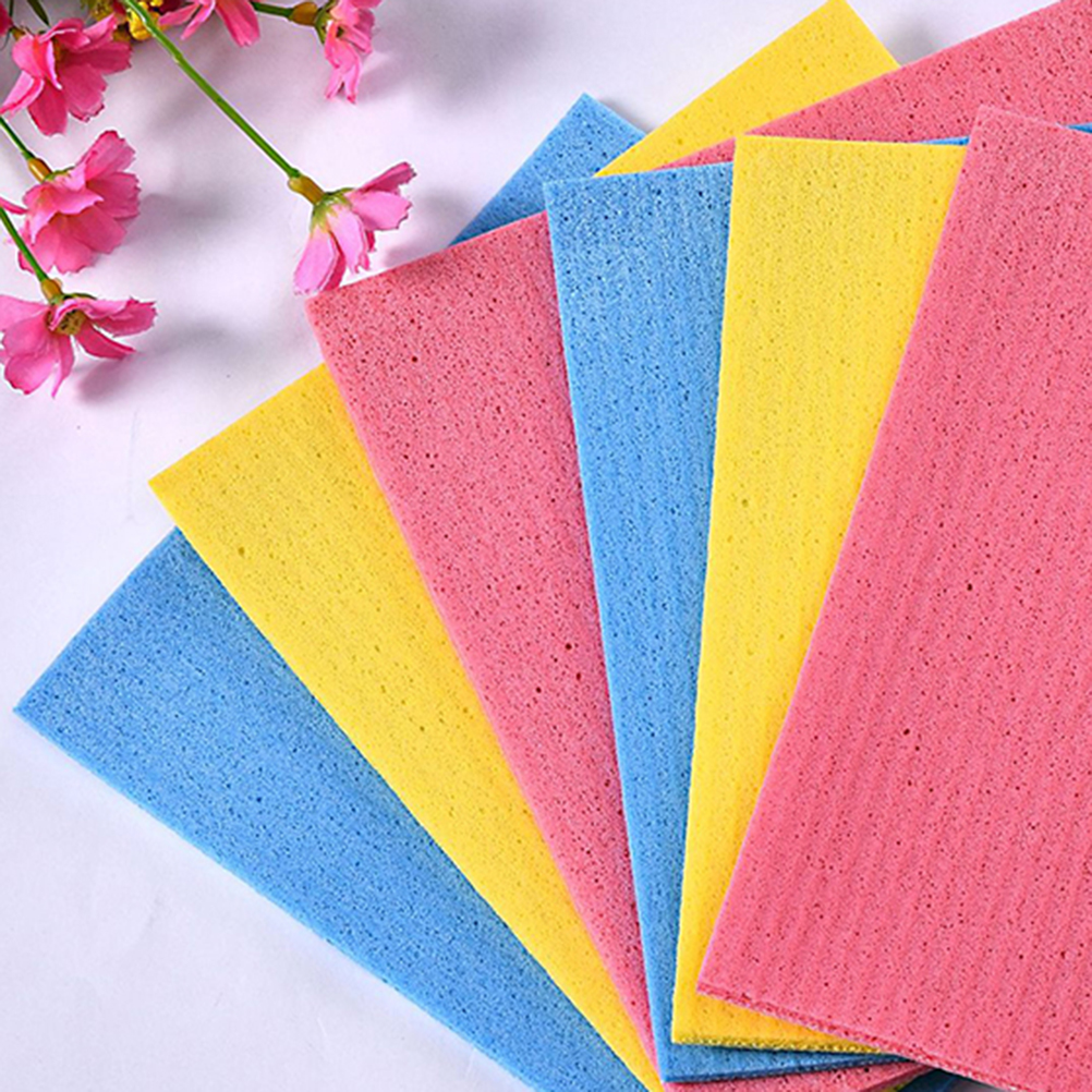 4pcs Kitchen Towel Cleaning Cellulose Sponge Dishcloth Oil-Free Cleaning Cloth Household Supplies For Cookware Utensil Dish