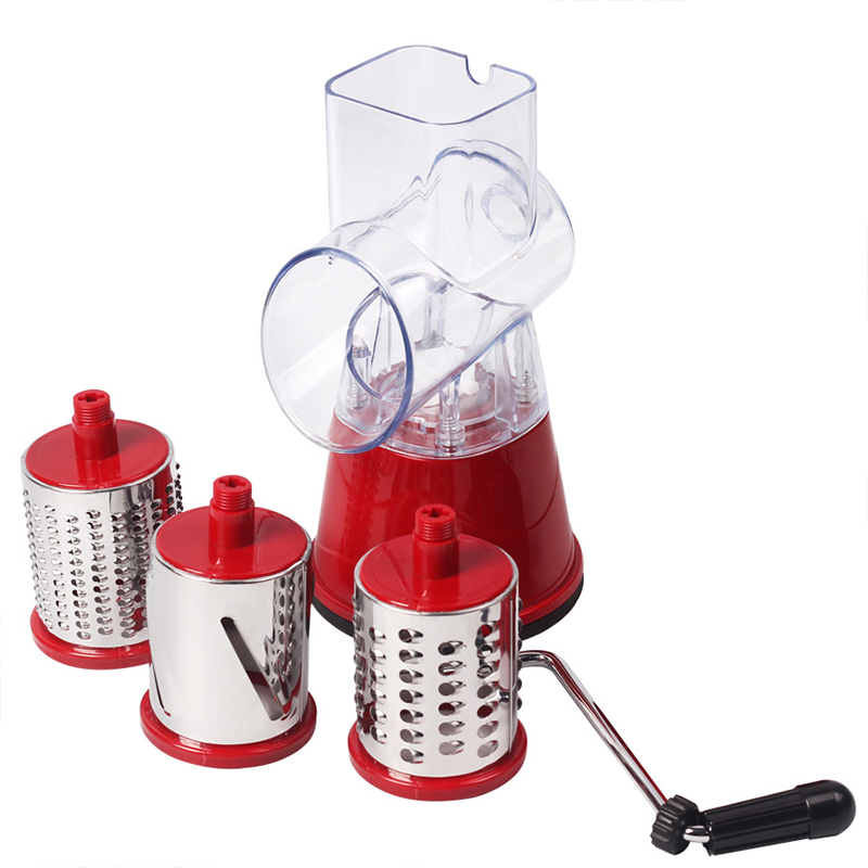 Manual Vegetable Cutter Three-In-One Potato Cheese Kitchen Tool Multifunctional Round Mandolin Slicer Meat Grinder Rotary Grater