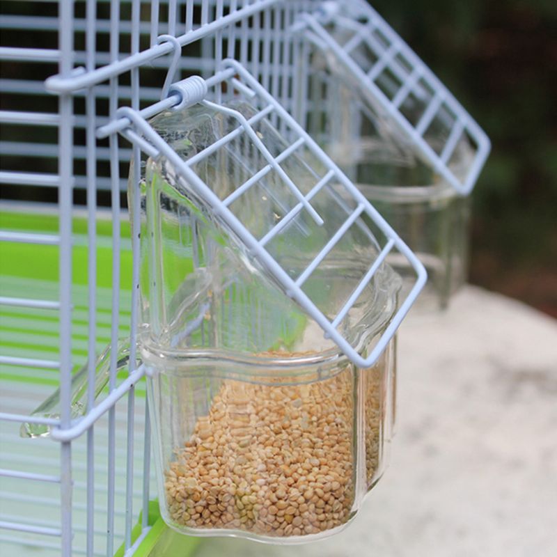 Parrot Bird Transparent Plastic Food Cup Bowl Company Clean Water Silo Waterer Box Bird Accessory for Parakeets, Canarie