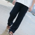 New Top quality Men's Summer Casual Pants Natural Cotton Linen Trousers White Linen Elastic Waist Straight Men's Pant