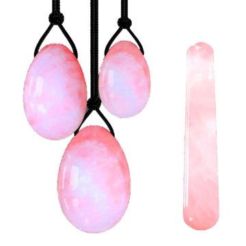 Rose Quartz Yoni Egg Set Vaginal Tightening Love Egg Kegel Exerciser Natural Stone Crystal Yoni Wand Feminine Hygiene Product