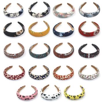 Satin Padded Headbands Hair Hoop Plastic Crystal Thick Girls Sponge Non-slip Hairbands Accessories Pearls Knot for Women Solid