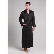 19 Momme Contra Full Length Mens Real Silk Robe Long KimonoBathrobe Pajamas Nightgown Sleepwear Christmas Robe for Wedding Party