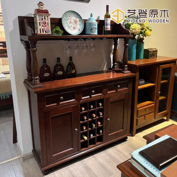 Timeless Wooden Sideboard with Wine Rack Display
