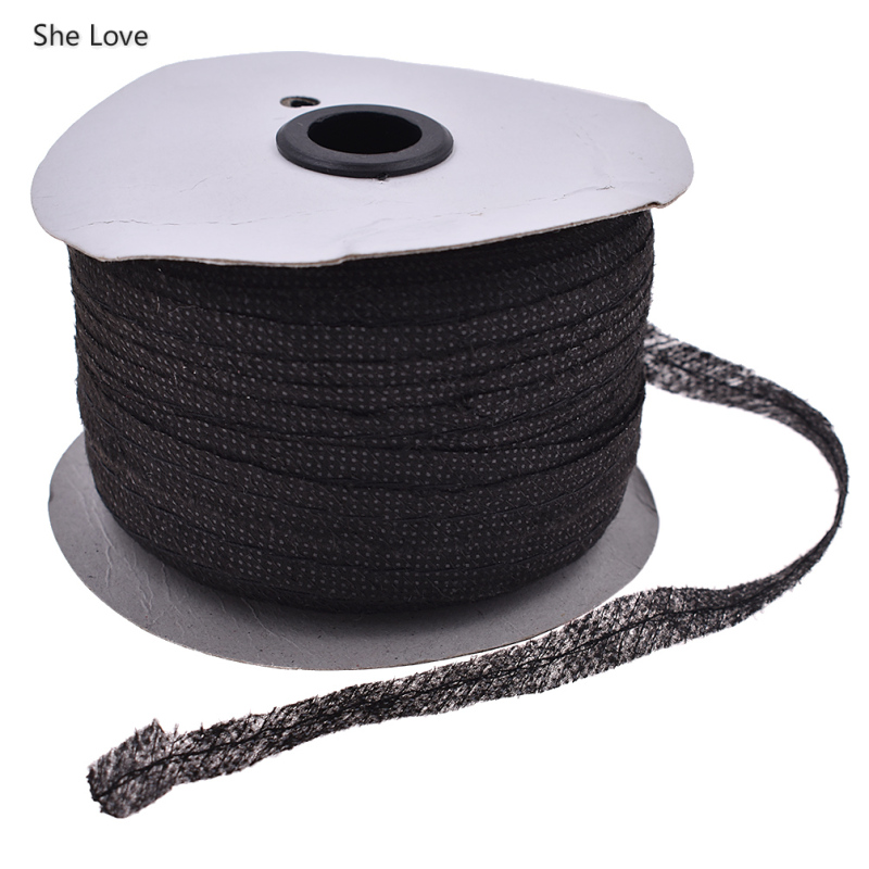 Chzimade 100Meters White Black Single Sided Adhesive Tape Fabric Non-woven Interlining Lining Cloth With Thread Seams Materials