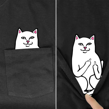 Men's T Shirt Fashion Brand New pocket cat Cartoon print t-shirt men's shirts Hip hop tops funny Harajuku tees Style-2