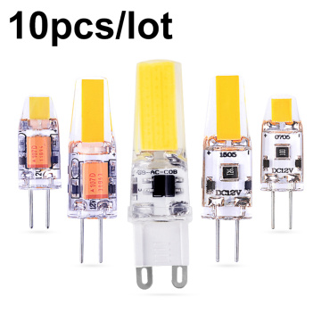 10pcs/lot G4 LED Lamp Mini Dimmable 12V DC/AC LED G4 LEDs Bulb Chandelier Light Super Bright G4 COB Silicone Bulbs Ampoule G9