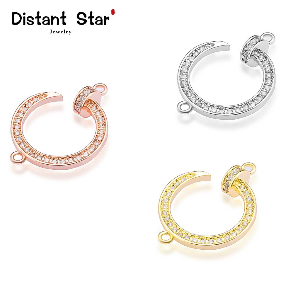 open round exquisite micro pave cz copper bracelet pendant necklace jewelry connector accessories diy jewelry bracelet making