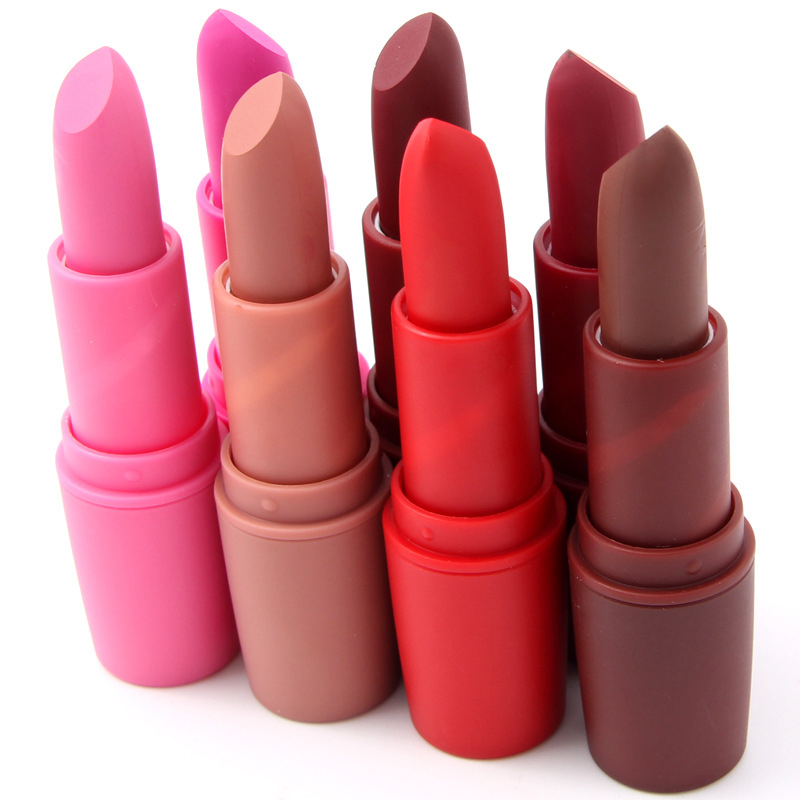 MISS ROSE Lipstick Matte Waterproof Velvet Lip Stick 8 Colors Sexy Red Brown Pigments Makeup Matte Lipsticks Beauty Lips TSLM2
