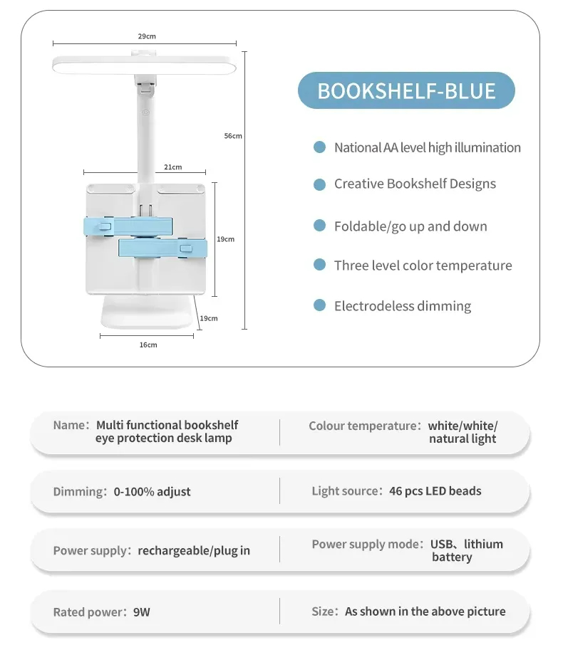 Eye-caring Rechargeable LED Desk Lamp