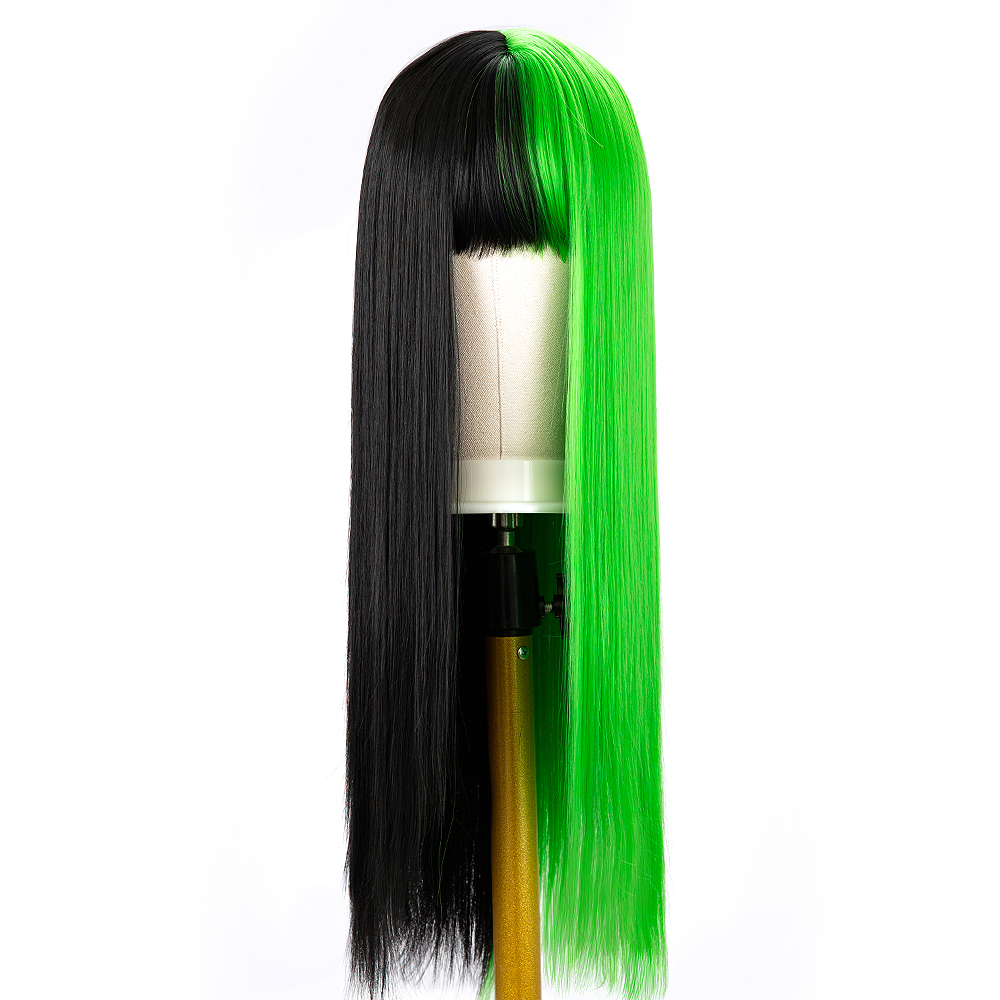 Long Straight Two Tone Color Cosplay Synthetic Wig