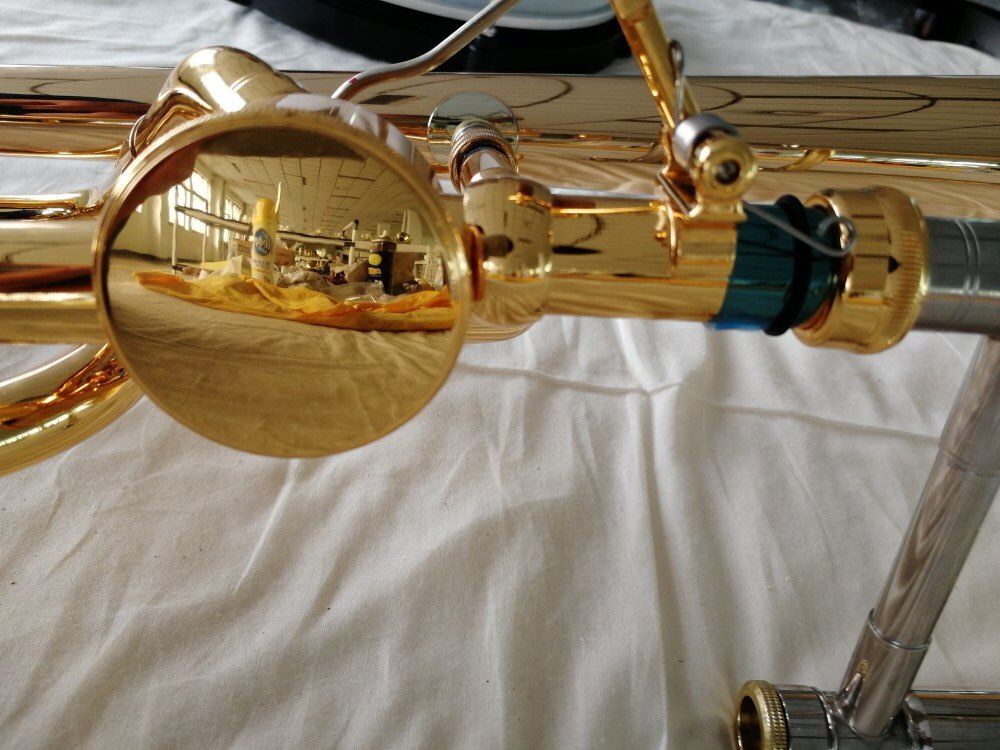 Professional Schagerl Trombone H85 Brass Body Hand Hammered Bell Real Gold Plated Musical Instruments with Case and Mouthpiece