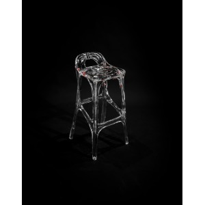 Red Flower Ripple Base Transparent Bar Chair