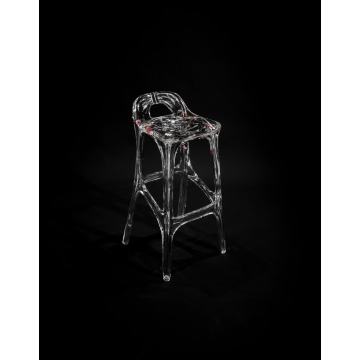 Red Flower Ripple Base Transparent Bar Chair