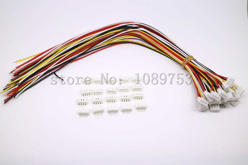 100 SETS Mini Micro JST 2.0 PH 4-Pin Connector plug with Wires Cables 100MM 10CM