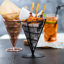 Stainless Steel french fries stand Snacks Display Pizza Cone holder Fries Baskets Sauce Salad Dipping Cup Kitchen Tool