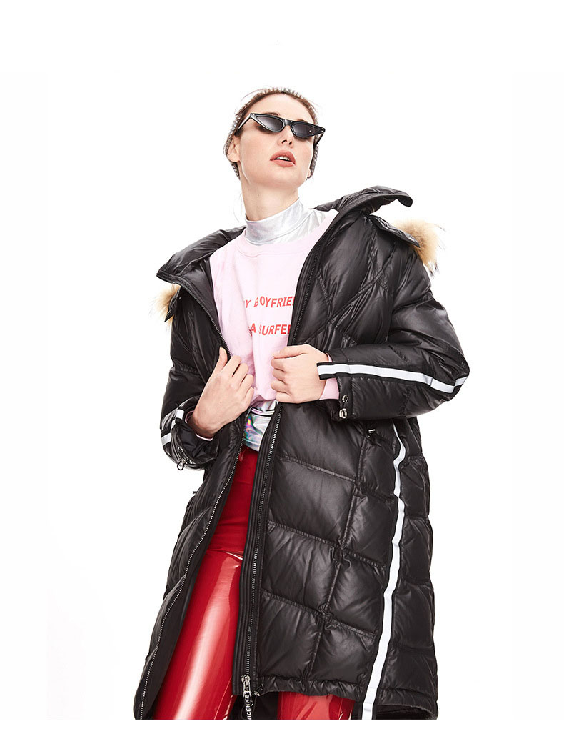 Hood Zipper Long Down Coat