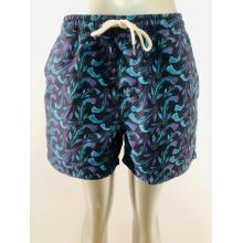 Blue and purple koi print men's beach shorts